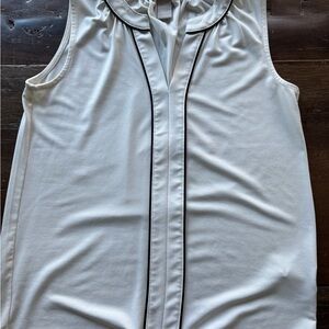 H&M Cream Sleeveless Top with Black Trim